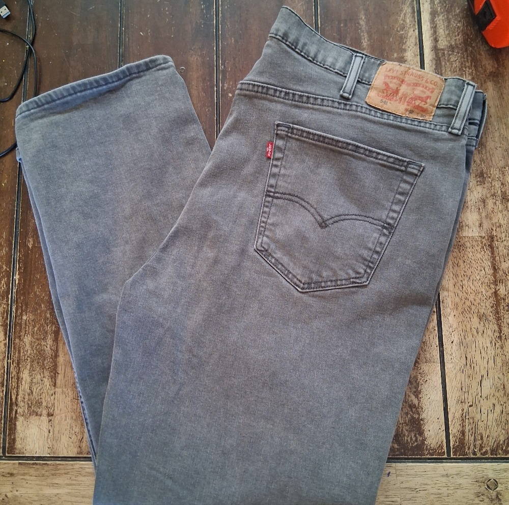 Levi's 541 grey mens W42 L30 regular fit denim jeans #denim